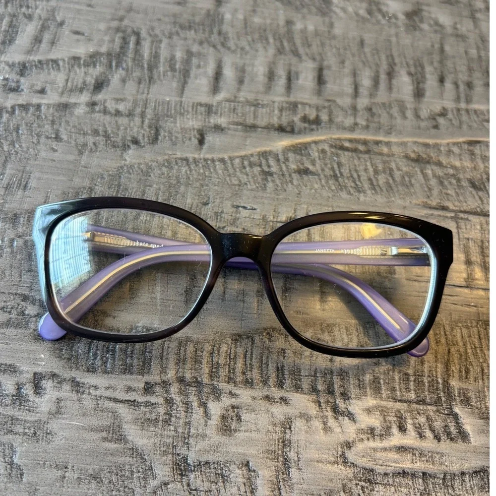 Kate Spade Janetta Eyeglasses Black Purple Rectangular Frames with Case